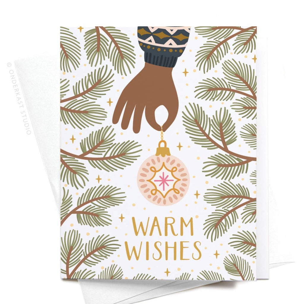 Warm Wishes Christmas Tree Ornament Greeting Card: Light